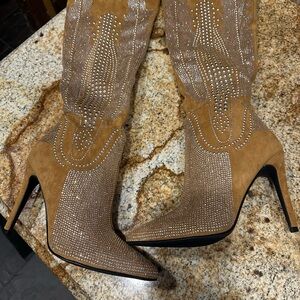 Cape Robbin Tan Studded Heeled Boots
